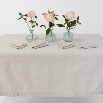 LUNA LAIT beige Halbleinen-Tischdecke