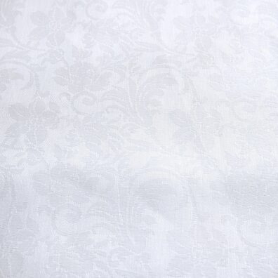 FLORA Halbleinen-Tischläufer schneeweiß mit eingewebtem floralem Motiv