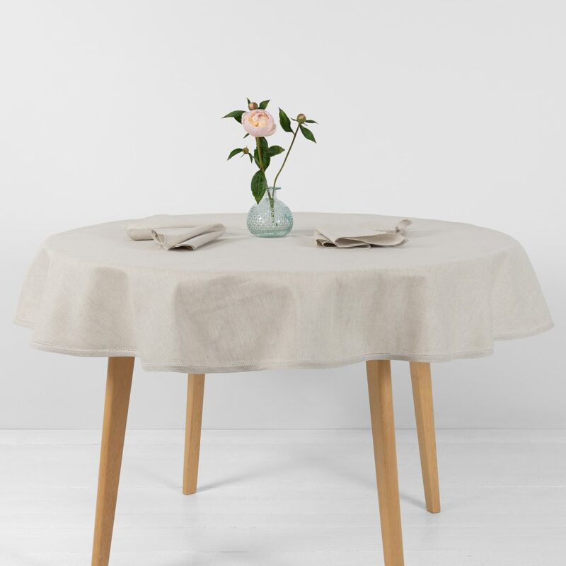 LUNA LAIT runde (ovale) beige Tischdecke