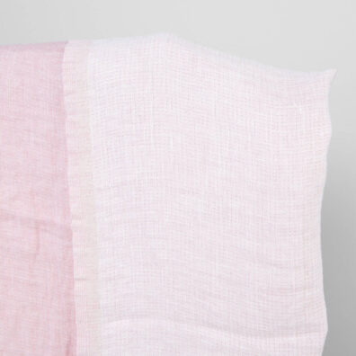 Zwei­schich­tiger doppelseitiger Leinenstoff rosa-milchweiß vorgewaschen