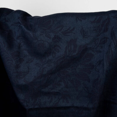 Halbleinen Jacquard mit Blumen schwarz-dunkelblau