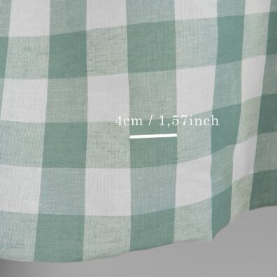Leinen-Baumwollstoff aquamaringrün und milchweiß kariert