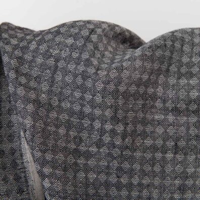 Leinenstoff naturgrau-schwarz in Diamantmuster 150cm breit