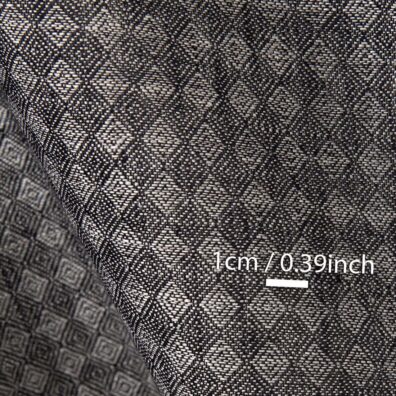 Leinenstoff naturgrau-schwarz in Diamantmuster zum Nähen von Kleidung und Heimtextilien geeignet
