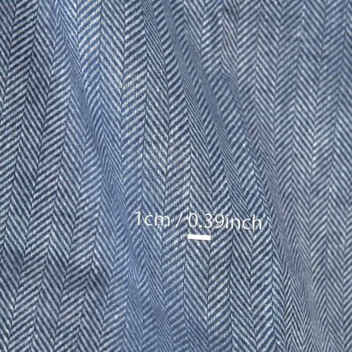 Leinenstoff blau-weiß in Fischgratbindung gewebt