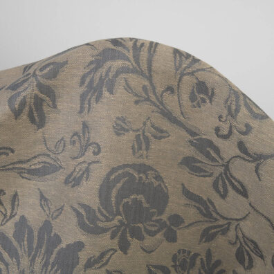 Halbleinen dunkelgrau-gelblichbrau, Jacquard mit Blumenmotiv