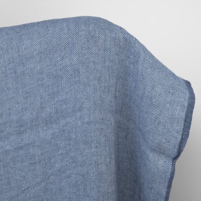 Leinenstoff blau-weiß, Fischgrat, gewaschen, weich, geschmeidig