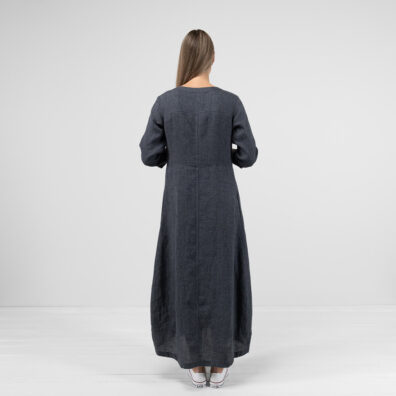 JULI Leinenkleid grau in lockerem A-Schnitt mit breitem Saum