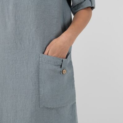 MAROCCO Leinenkleid blaugrau mit großen Taschen