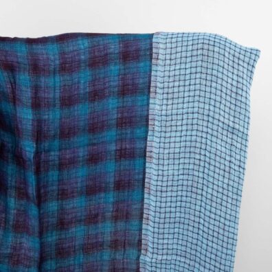 Leinenstoff, blau kariert, beidseitig, vorgewaschen