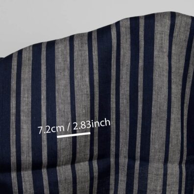 Leinenstoff dunkelblau-grau gestreift, zum Nähen von Kleidung und Heimtextilien geeignet