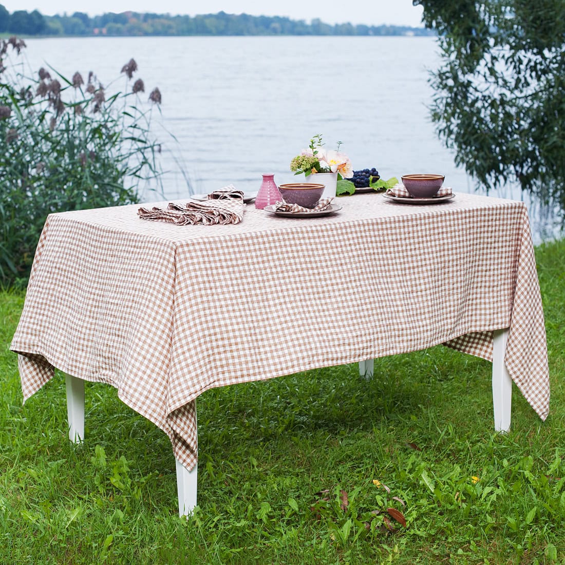 VICHY Tischdecke braun