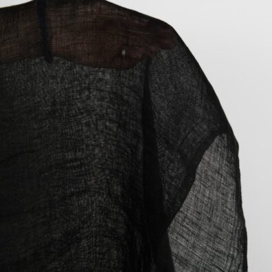 Leinenstoff schwarz transparent, vorgewaschen, zum Nähen von Schals und Gardinen geeignet