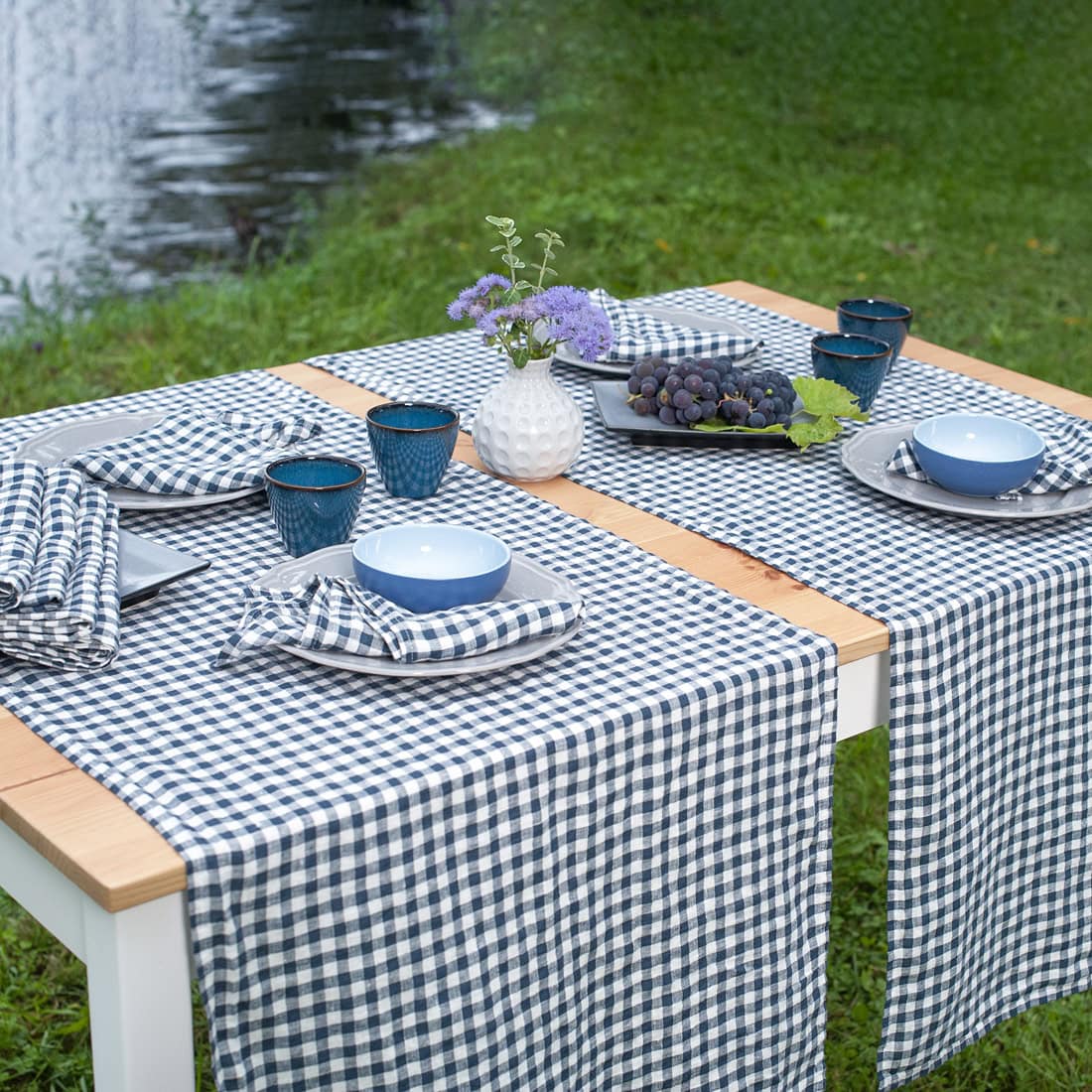 VICHY Tischläufer blau