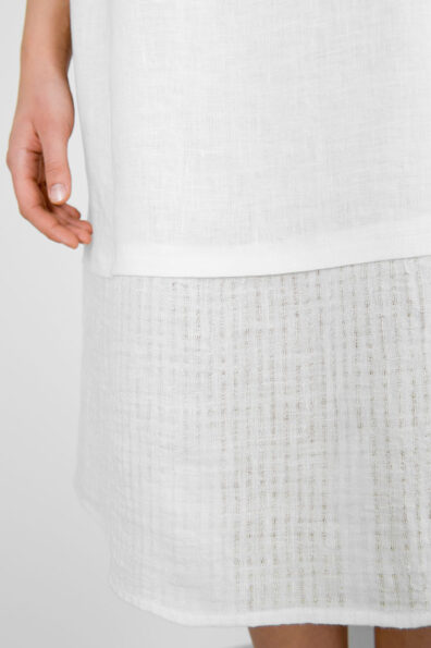 Weißes Leinenkleid mit Ajour-Saum