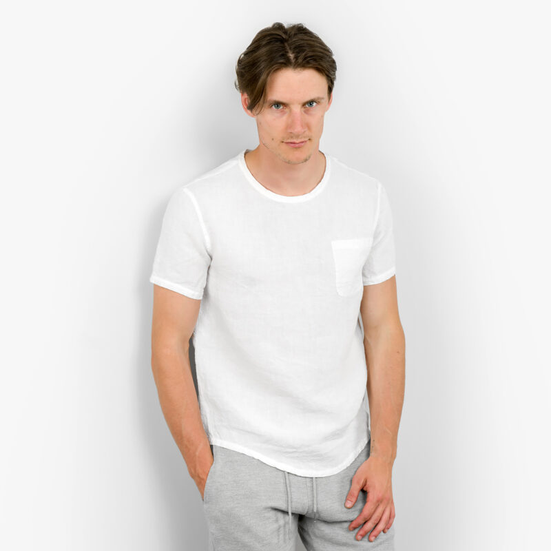 Schneeweißes Leinen T-Shirt für Herren