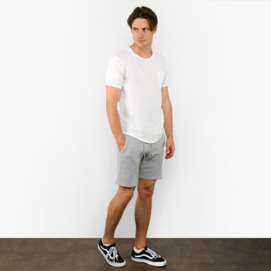Schneeweißes Leinen T-Shirt für Herren, kurzarm.