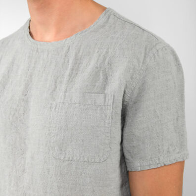 Hellgraues Leinen T-Shirt mit Rundhals