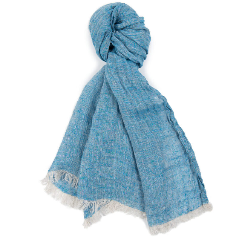 Leinenschal blau grau.