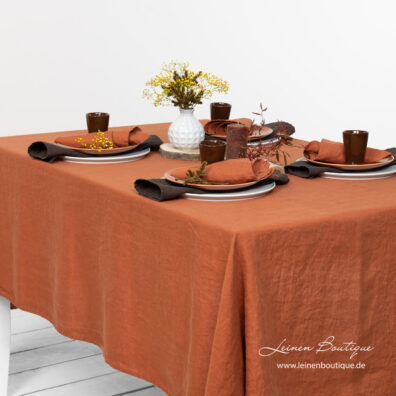 Dunkelorange Leinentischdecke
