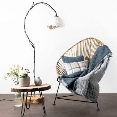 Graues beidseitig verwendbares Plaid / Tagesdecke mit Fransen