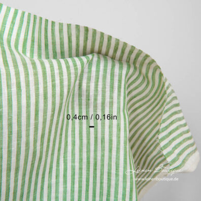 Leinenstoff hellgrün-milchweiß gestreift