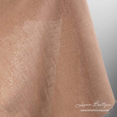 Brauner Leinenstoff mit eingewebten goldfarbenen Polyesterfäden