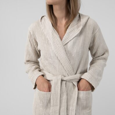 VERO Damen Halbleinen-Bademantel beige