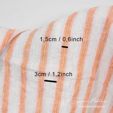 Leinenstoff orange gestreift, vorgewaschen