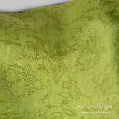 Hellgrüner Jacquard-Leinen mit floralem Motiv