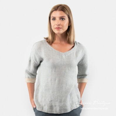 Braungraue Leinenbluse