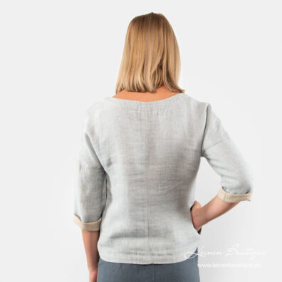 Braungraue Leinenbluse, Rücken