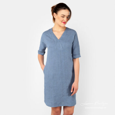 Blaues Leinenkleid