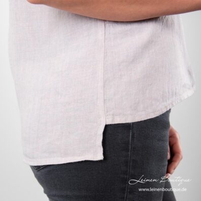 Leinenbluse graurosa mit längerem Rückenteil