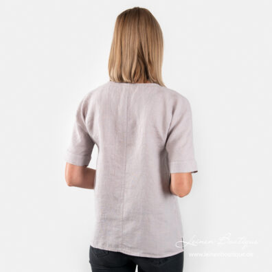 Leinenbluse graurosa, Rücken