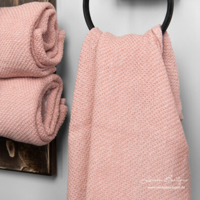 Leinen-Baumwoll-Handtuch rosa, mit Bienenwabe-Muster