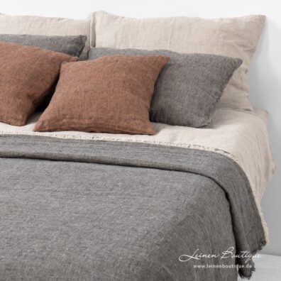 Leinen Tagesdecke grau, mit Diamantmuster