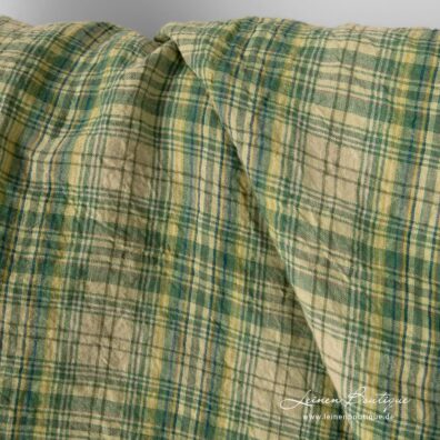 Leinenstoff grün kariert, 295cm breit, vorgewaschen