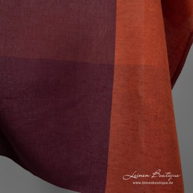 280cm breiter Leinen-Baumwollstoff breit orange-weinrot gestreift