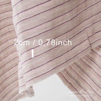 Leinenstoff mit beige, rosa, violetten Streifen