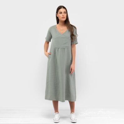 Leinen Kleid grünlich