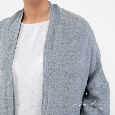 Leinen Cardigan blaugrau ohne Verschluss