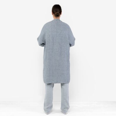Leinen Cardigan blaugrau, Rücken
