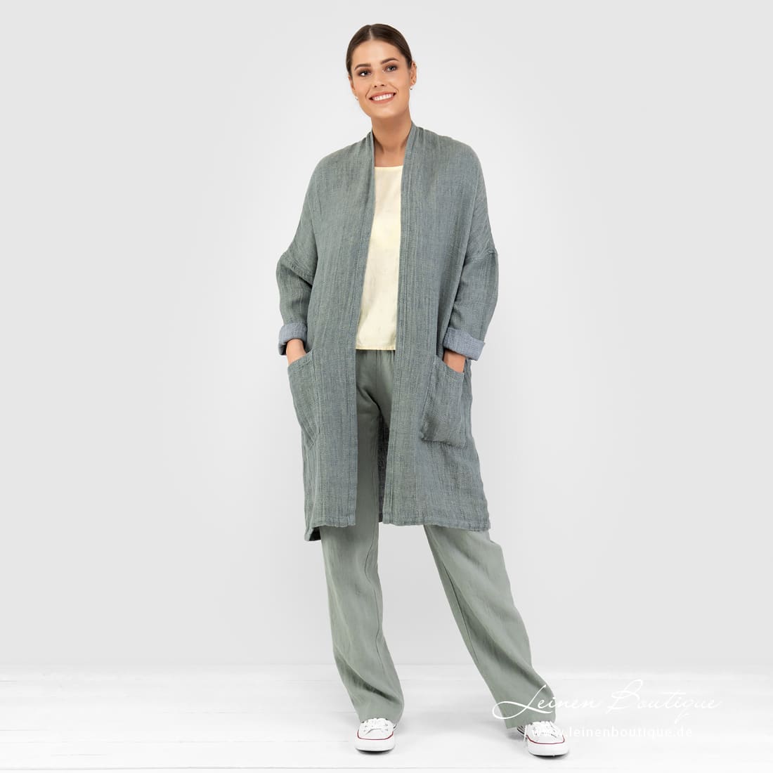 OSLO Cardigan grünlich, lang