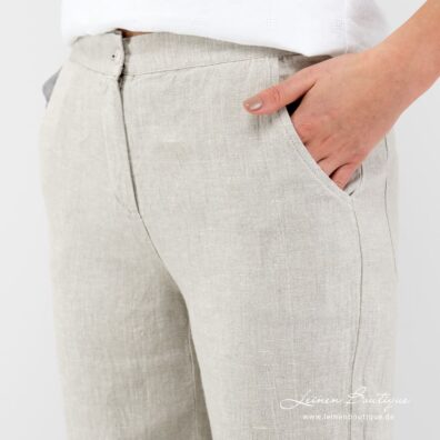 Leinenhose hellgrau, mit Taschen