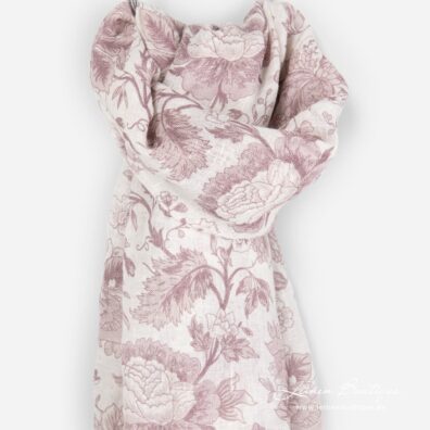 Leinen Schal mit rosa Blumen