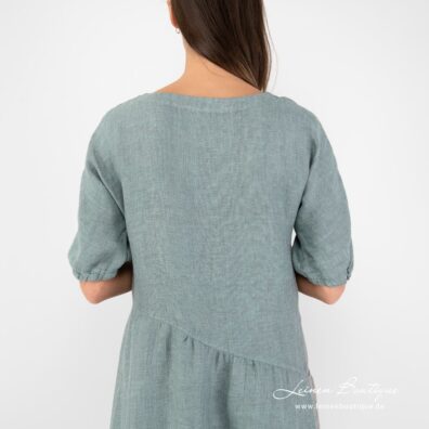 Leinenkleid grün, leicht an der Taille gerafft