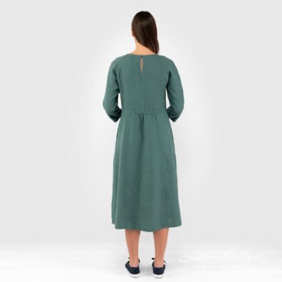 Grünes Leinenkleid, Rückseite