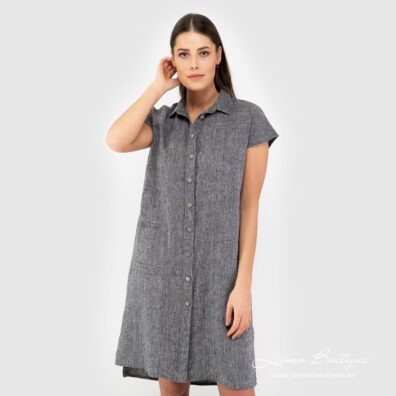 Leinenkleid schwarz gestreift