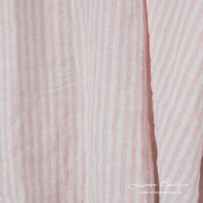 Breiter Leinenstoff rosa-weiß gestreift, vorgewaschen